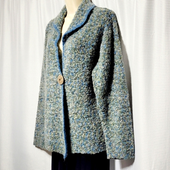 70s Vintage Le Moda Mohair Boucle Knit Cardigan Women's (L) Soft & Comfy - Picture 3 of 10